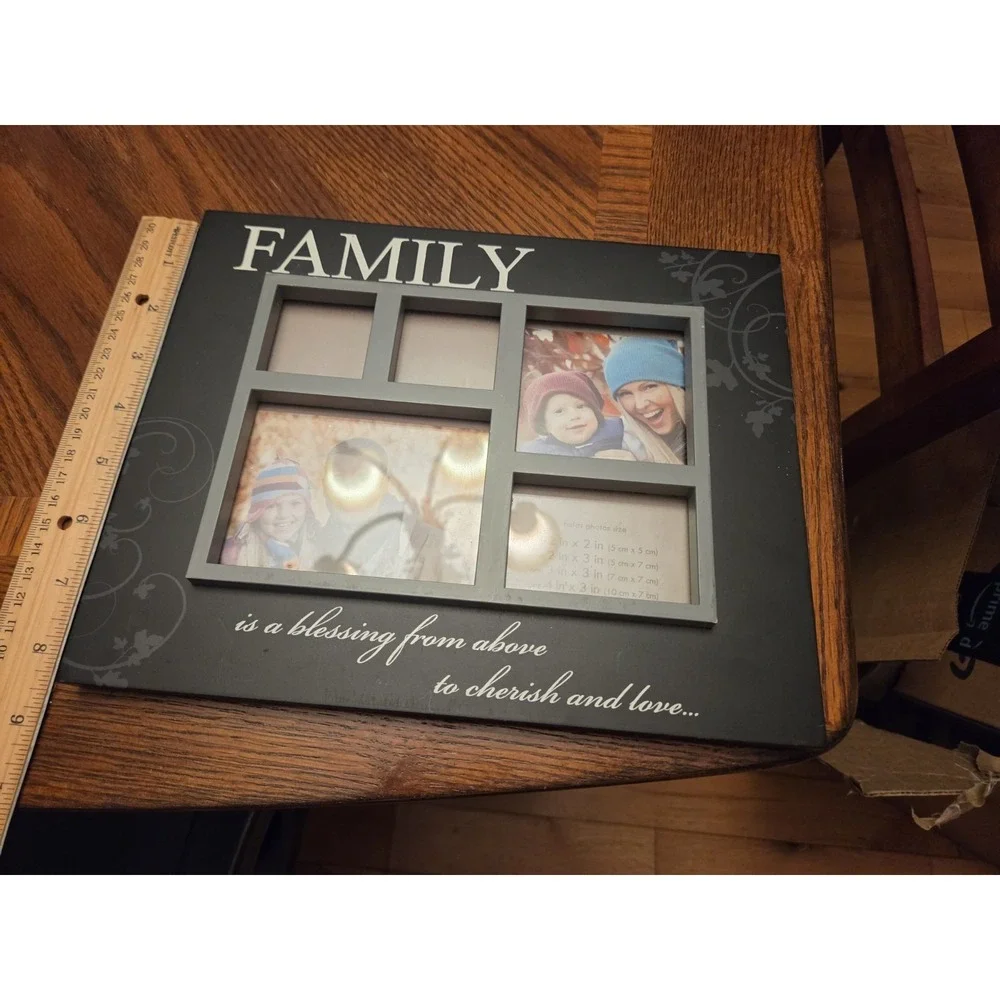 Multi Picture Black Wood Photo Frame Family  10.5 x 8.5 inches New